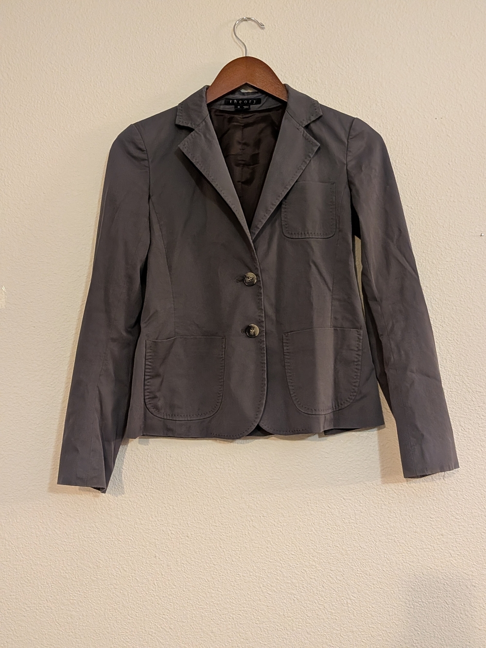 Theory Women's Charcoal Two-Button Blazer